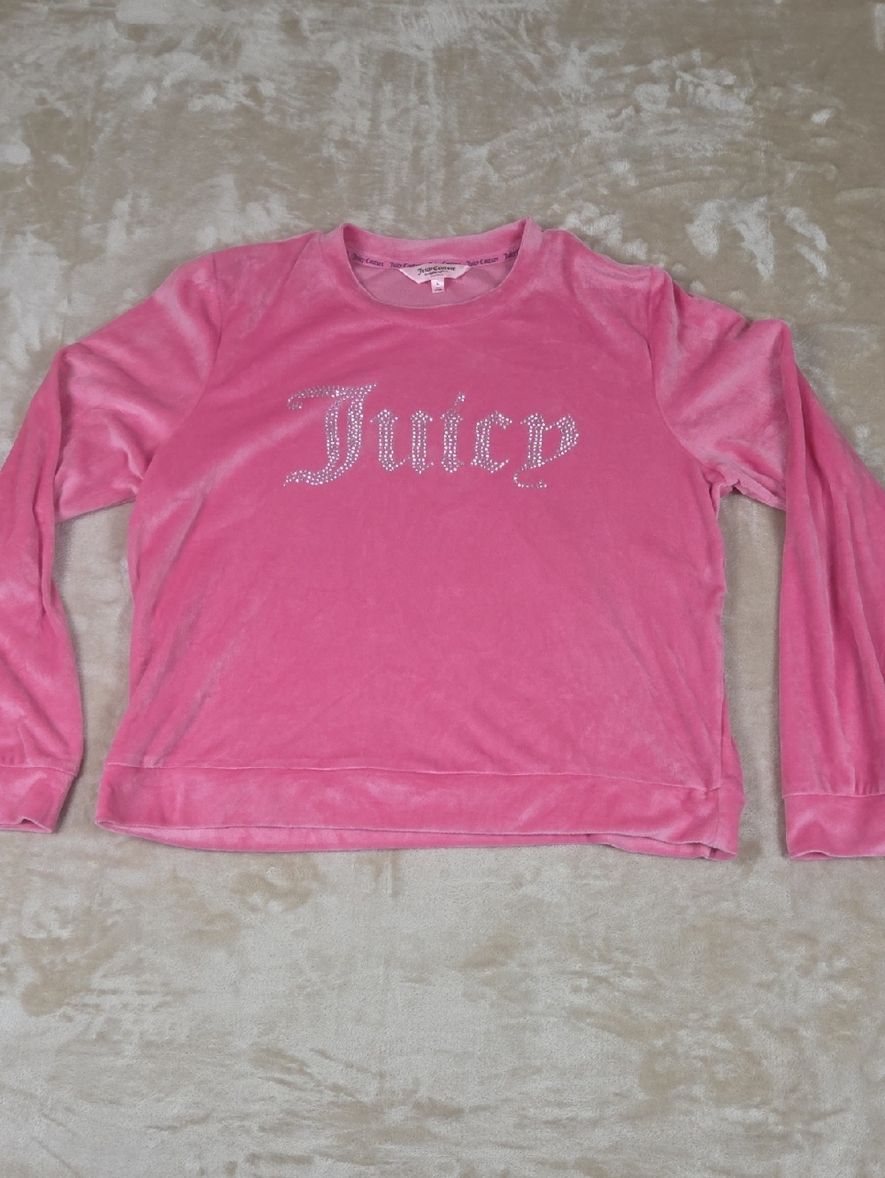 Juicy Couture Hot Pink Velour Rhinestone 'Juicy' Logo Sweatshirt